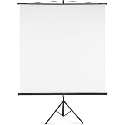 Екран на стойка 180x180 cm, 2 в 1, мобилен комплект, телескопична тръба, бял