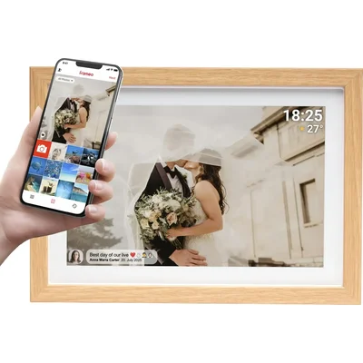 Дигитална смарт фоторамка Denver PFF-1040LW Light Wood, 10.1" Wi-Fi, Frameo app