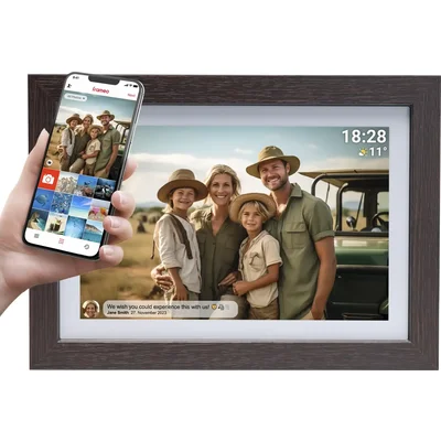 Дигитална смарт фоторамка Denver PFF-1042DW Dark Wood, 10.1" Wi-Fi, Frameo app