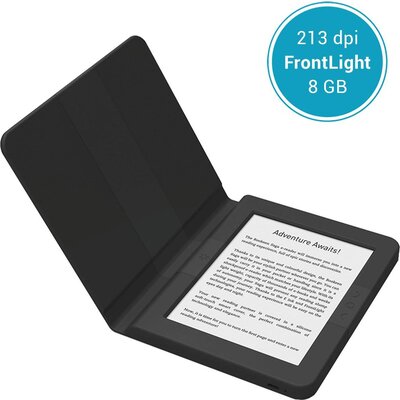 eBook четец BOOKEEN SAGA, 6", Силиконов калъф, Черен