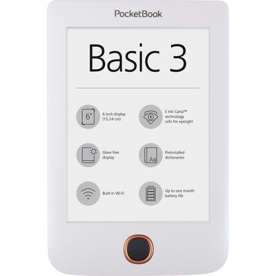 eBook четец PocketBook Basic3 PB614-2, 6", Бял