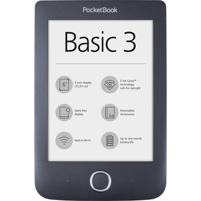 eBook четец PocketBook Basic3 PB614-2, 6", Черен
