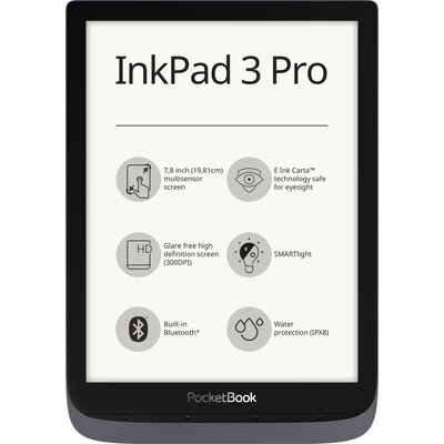 eBook четец PocketBook InkPad 3 Pro,PB740-2, 7.8", вкл. калъф, тъмносив