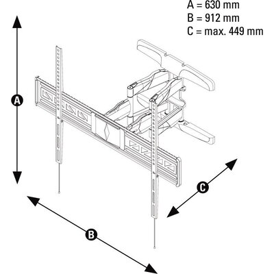 Стенна стойка за TV HAMA 118625, Регулируема, 46"-90", 75 кг, Черен