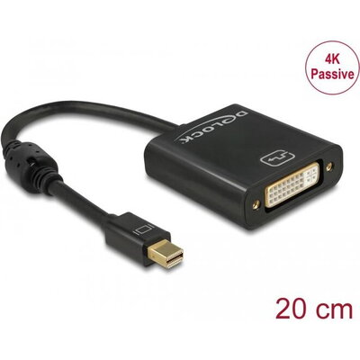 Адаптер DeLock, mini DisplayPort 1.2 мъжко > DVI женско, 4K, Пасивен, Черен