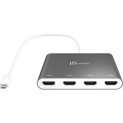 Адаптер j5create JCA366, За 4 монитора, USB-C - 4 x HDMI