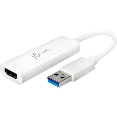 Адаптер j5create JUA254, USB-A към HDMI, Бял