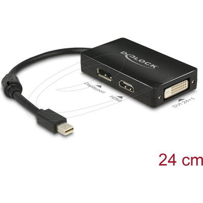 Адаптер Delock mini DisplayPort 1.1 мъжко към DisplayPort / HDMI / DVI женско black Адаптер Delock mini DisplayPort 1.1 мъжко към DisplayPort / HDMI / DVI женско black