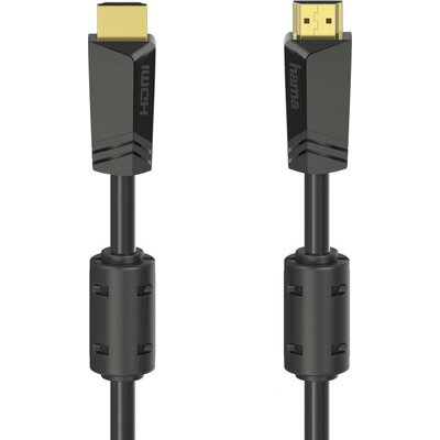 Кабел HAMA High Speed, HDMI мъжко - HDMI мъжко, 4K, 18GB/s, Ethernet , 10 м, позл. конектори, 2 филтъра