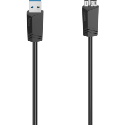 Кабел HAMA  USB 3.0 A мъжко - USB 3.0 Micro B мъжко, 1.5 м, 5Gbit/s