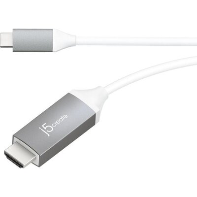 Кабел j5create JCC153G, USB-C мъжко - HDMI мъжко, 1.8 m, бял