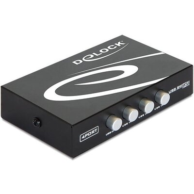 Превключвател Delock 87634, Ръчен, 4 x USB 2.0 порта, Черен