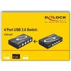 Превключвател Delock 87634, Ръчен, 4 x USB 2.0 порта, Черен