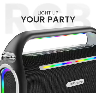 Тонколони HiFuture MusicBox100 Black, 20W Output, Karaoke Enable, Two Wireless Microphone, 4000mAh Battery (Support Power Bank),