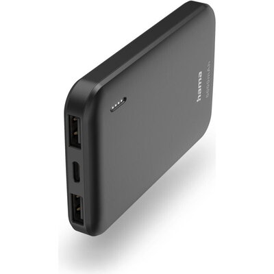 HAMA Външна батерия "Pocket 5" Power Pack, 5000 mAh, Изходи: 2x USB-A, антрацит