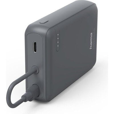 HAMA Външна батерия „Travel“ с кабел, 10000mAh, 2 изхода: 2x USB-C, антрацит