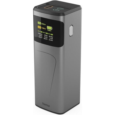HAMA Външна батерия „High Power“, 200 W, 24000 mAh, 2x USB-C, USB-A, бързо зареждане