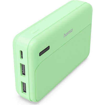 HAMA Външна батерия "Pocket 10", 10000 mAh, Изходи: 2x USB-A, зелена