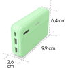 HAMA Външна батерия "Pocket 10", 10000 mAh, Изходи: 2x USB-A, зелена