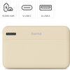 HAMA Външна батерия "Pocket 10", 10000 mAh, Изходи: 2x USB-A, бежов