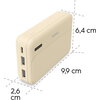 HAMA Външна батерия "Pocket 10", 10000 mAh, Изходи: 2x USB-A, бежов