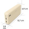 HAMA Външна батерия "Pocket 20", 20000 mAh, Изходи: 2x USB-A, бежов