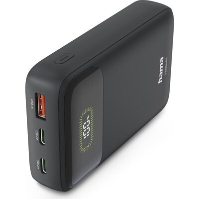 HAMA Външна батерия "PD10-W20", 10000 mAh, 3 изхода: 2 x USB-C, USB-A, Бързо зареждане