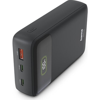 HAMA Външна батерия "PD20-W20", 20000 mAh, 3 изхода: 2 x USB-C, USB-A, Бързо зареждане