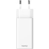 Бързо мини заряднo HAMA GaN, 1x USB-C PD, 1x USB-A QC, 65 W, бял