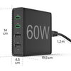 HAMA Зарядна станция 4 порта, 60W, 2 x USB-C, 2 x USB-A, PD, Fast Charge