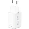 HAMA Бързо зарядно устройство, 40–60 W, GaN, USB-C, PD, Dynamic Fast Charger, бяло