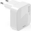 HAMA Бързо мини зарядно GaN, 2 x USB-C, PD, 40 W, сгъващ се адаптер, бял