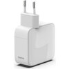 HAMA Бързо зарядно, 65 W, GaN, 2x USB-C, с разтегателен кабел 0.7м, бял