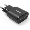 Зарядно HAMA 220V, 2 x USB-A, 12W, Черен
