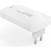 HAMA Бързо мини зарядно, 65W, 2x USB-C, 1x USB-A, PD, плоско, бяло