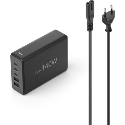 HAMA Зарядна станция 140 W, GaN, Fast Charger, 3 x USB-C, 2 x USB-A, PD