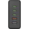 HAMA Зарядна станция 140 W, GaN, Fast Charger, 3 x USB-C, 2 x USB-A, PD