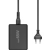 HAMA Зарядна станция 65 W, GaN, Fast Charger, 2 x USB-C, 2 x USB-A, PD