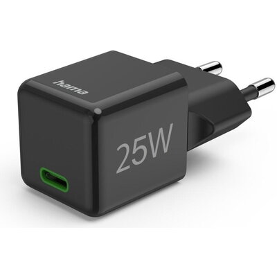 HAMA Бързо мини зарядно 220V, USB-C, PD/Qualcomm, 25 W, черен