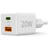 HAMA Бързо мини зарядно 1x USB-C, 1x USB-A, PD, 20 W, бяло