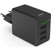 HAMA Мини Зарядно 220V 35 W, 1x USB-C PD, 3x USB-A, Черно