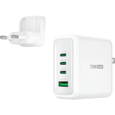 Мрежово зарядно j5create JUP4370EF - 70W, 4 порта, USB-C/A
