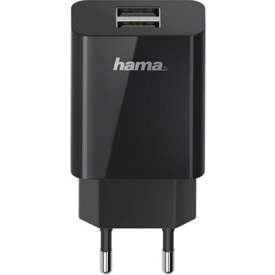 Мрежово зарядно HAMA Universal, 2 x USB-A, 2.1 A, Черен