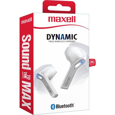 Блутут слушалки-тапи с докинг кутийка MAXELL Dynamic, True Wireless, бял