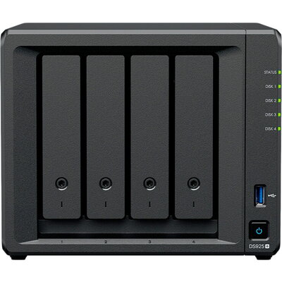 Synology DiskStation DS925+ Tower, 4-Bays 3.5'' SATA HDD/SSD, 2 x M.2 2280 NVMe SSD slot, CPU AMD Ryzen V1500B 4-core 2.2 GHz, 4