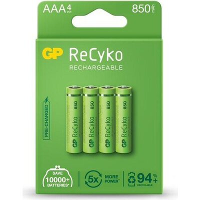 Акумулаторна Батерия GP R03 AAA 850mAh NiMH 85AAAHCE-EB4 RECYKO, 4 бр. в опаковка