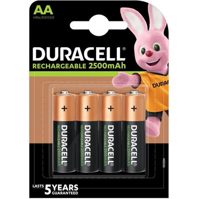 Акумулаторна батерия DURACELL R6 AA, 2500mAh NiMH, 1.2V, 4 бр. в опаковка