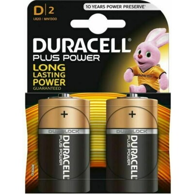 Алкална батерия DURACELL LR20 D PLUS /2 бр. в опаковка/ 1.5V