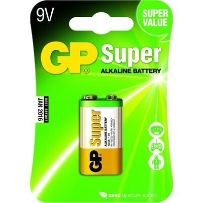 Алкална батерия GP SUPER 6LF22, 6LR61, 9V, 1 бр. блистер, 1604A