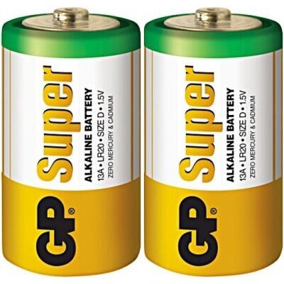 Алкална батерия GP SUPER LR20, 2 бр. в опаковка / shrink, 1.5V